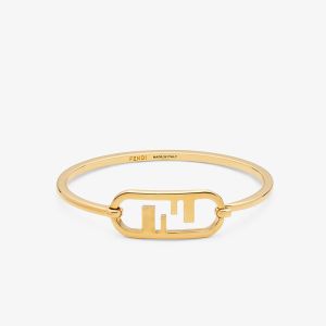 Fendi O'Lock Oval Bracelet Metal Gold