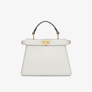 Fendi Petite Peekaboo ISeeu Bag In Nappa Leather White
