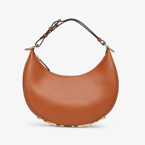 Fendi Small Fendigraphy Hobo Bag In Calfskin Brown