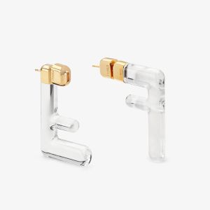 Fendi Small FF Earrings In Plexiglass Transparent