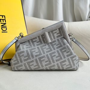 Fendi Small First Bag In Crystals and FF Covered Calfskin Silver