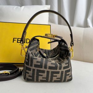 Fendi Vintage Zucca Pouch In FF Jacquard Fabric Brown