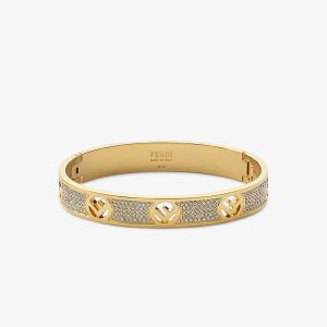 F is Fendi Ragid Bracelet Metal with Crystals Gold